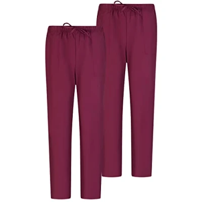 Imagen de MISEMIYA Pack 2 Pcs PANTALÓN Sanitarios Unisex Cintura ELÁSTICA UNIFORMEES Uniformes MEDICOS UNFIROMES Laboratorios L, Granate 68