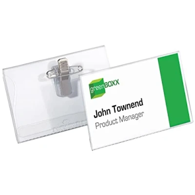 Imagen de Durable 861019 Portanombres con clip combinado, 90 x 54 mm, transparente, plástico, 5 piezas