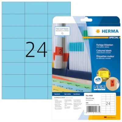 Imagen de Herma Labels Blue 70x37 Superprint 600 Pcs. Etiquetas De Impresora