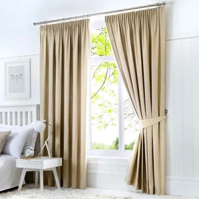Imagen de Fusion Dijon Opacas Naturales de 117 x 137 cm Largo, Crema, 2 Paneles, térmicas para Dormitorio y Sala Plisadas Cortinas en Color Beige Claro, Poliéster, W 46.1&quot; L 53.9&quot; (1 Panels),