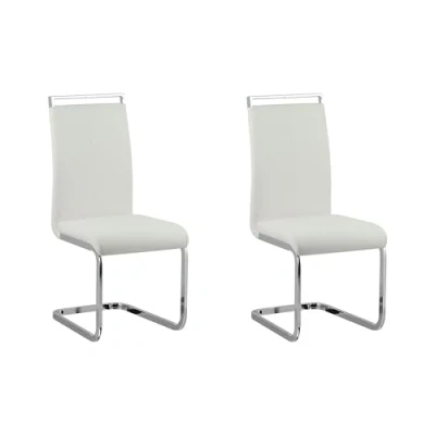 Imagen de Beliani Conjunto de 2 sillas Comedor Piel sintética Blanco Cantilever Respaldo Alto Moderno Sala conferencias Greedin