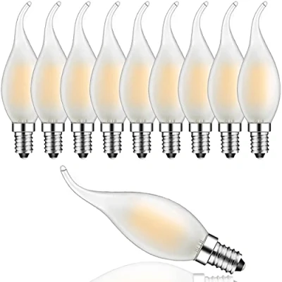 Imagen de Suncan Bombillas LED esmeriladas de vela E14 filamento regulable 4 W Candelabra Blanco Cálido 2700 K C35