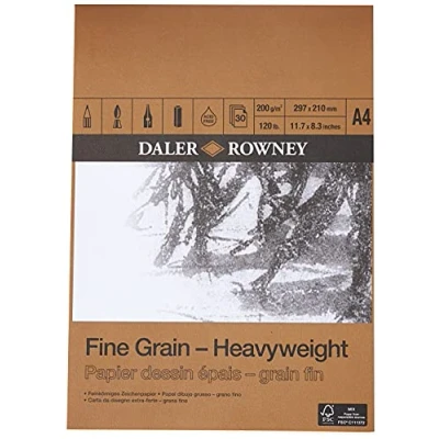 Imagen de Daler Rowney Fine Grain Bloc Papel Grueso Grano Fino Encolado Retrato A4 200G 30 hojas