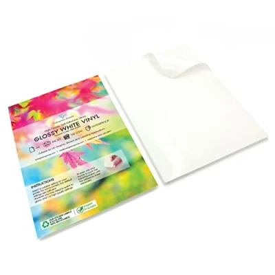 Imagen de Evergreen Goods 10 Hojas A4 de Papel etiquetas adhesivas Vinilo Blanco brillante Adhesive PVC Impermeable para Impresoras Inyección Tinta