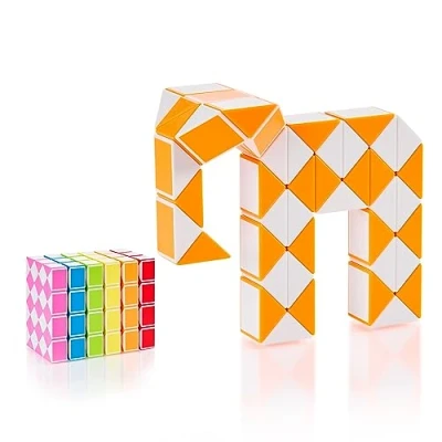 Imagen de Cubidi Serpiente mágica con Bloques Juegos de Rompecabezas Regalos Cumpleaños Niños Colegio Unisex Pequeños obsequios para Adultos Naranja 48 Tamaño Bloque 24 mm x 17