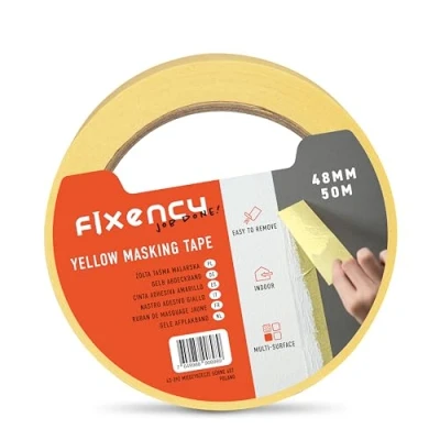 Imagen de Fixency 1x Cinta Carrocero Pintura (48 mm x 50 m) I de para y Renovación Pintar Pintor Pintar, Barnizar Renovar Amarillo