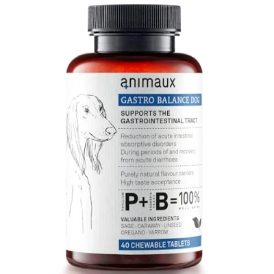 Imagen de animaux Gastro Balance 40 Comprimidos Masticables para Perros con Diarrea, Trastornos Agudos De Absorción Intestinal, Flatulencias, Después Un Tratamiento Antiparasitario, como Apoyo Durante