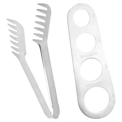 Imagen de Cozlly Pinza Spaguetti, Set de servidor Pasta, Pinzas para servir pasta acero inoxidable, Cocina Tomar espagueti y pinzas, Medidor Espaguetis 4 Agujeros