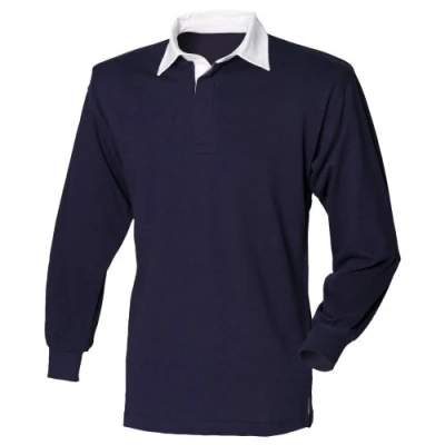 Imagen de Front Row Camiseta de rugby manga larga azul marino/blanco Large