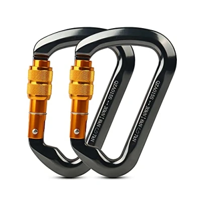 Imagen de AYYDS Mosqueton de Escalada 30 kN Mosquetones en Forma D Aluminio Paquete 2 para Correa Perro, Hamacas, Cuerdas (Gris)