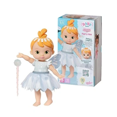 Imagen de Baby Born Storybook Ice Hada de 18 cm con alas Que se mueven Incluye muñeca, Varita mágica, Pedestal, Fondo y Libro ilustrado Edad: 3+ años, Color (Zapf Creation 831816)