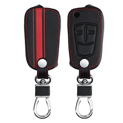 Imagen de kwmobile Funda Compatible con Opel Vauxhall Llave de Coche Plegable 2 Botones Cubierta Cuero sintético Case para Mando y Control Auto Rally