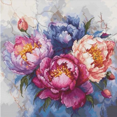 Imagen de Luca S Kit de punto cruz, diseño del rey las flores, multicolor