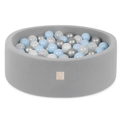 Imagen de MISIOO Smart Piscina de Bolas 90 x 30 cm Redonda para Niños Pequeños (Gris Claro: plateado nacarado azul/150 Bolas)