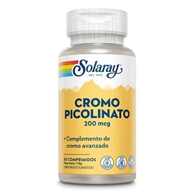 Imagen de Solaray Chromium Picolinate 200mcg Picolinato de Cromo 50 Tabletas