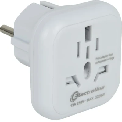 Imagen de Electraline 70039 Adaptador de Viaje del Mundo (Enchufe Tipo B, G, I, L, J, N) a Europa E y F)