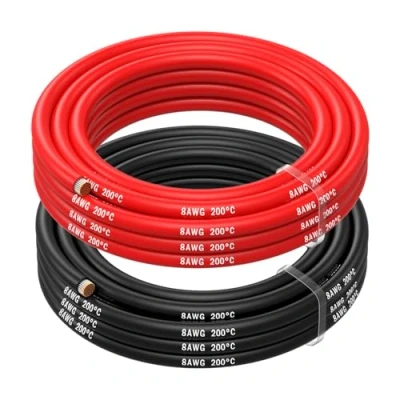 Imagen de MMOBIEL 8 AWG Cable Eléctrico de Silicona Gauge (8,37mm²) Cobre Estañado 2 Cables Separados Rojo y Negro Cada Uno 2,5 m para Refrigeras, Climatizador, Batería Coche, Soldadura