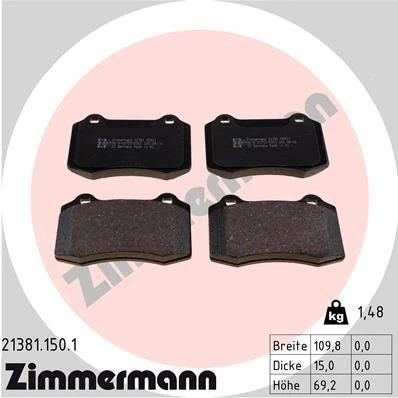 Imagen de ZIMMERMANN 21381.150.1 Juego de pastillas freno Foto correspondiente a la entrega SEAT: Ibiza 2, VOLVO: S60 I, V70 PEUGEOT: 208 I Hatchback