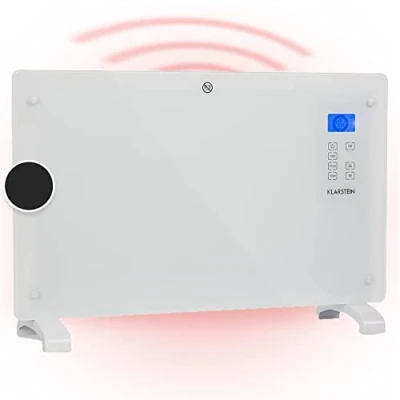 Imagen de Klarstein Norderney calefactor convector, bajo consumo, IP24, Termostato, Sensor temperatura, radiador electrico Pantalla LCD, Control táctil, 2000 W, Blanco