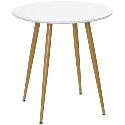 Imagen de HOMCOM Mesa de Comedor Redonda para 2 Personas Cocina Estilo Nórdico con Encimera Mate y Patas Metal Salón Carga 80 kg Ø72x75 cm Blanco
