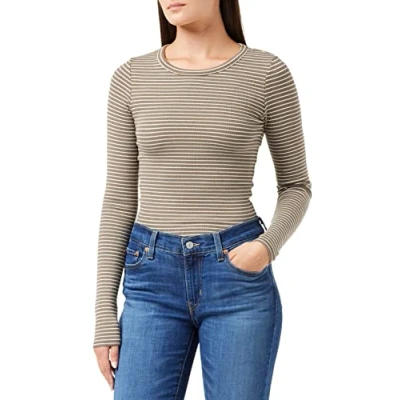 Imagen de Jack &amp; Jones JXFREYA LS Rib Stripe tee Noos Camisa Manga Larga, Morel/Stripes:Bone White, M De Las Mujeres