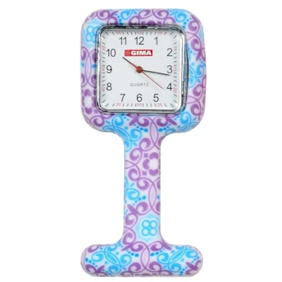 Imagen de Gima Reloj de Enfermería Silicona, Esfera Cuadrada, Estampado Morado y Azul