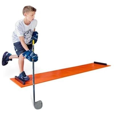 Imagen de Hockey Revolution My SlideBoard Lit Tabla deslizante ajustable Azulejos de entrenamiento para interiores y exteriores con botines, aplicación