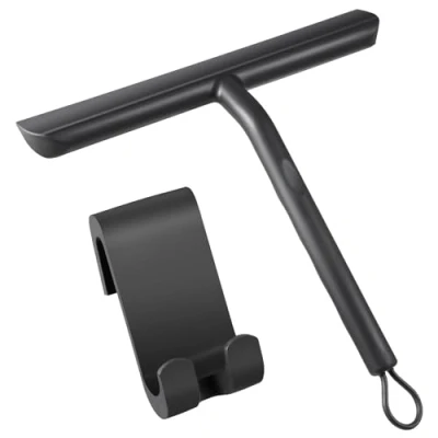 Imagen de Vinabo Rasquetas Limpiacristales para Ducha de Silicona con Soporte, Limpia Mamparas Cristal, Limpieza y Alisado Superficies Ventanas, Espejos Baños 21cm