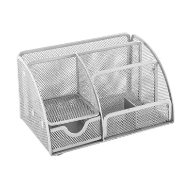Imagen de OSCO Organizador de malla, gran tamaño para escritorio, resistente a los arañazos, con almohadillas goma no rayar superficies, color Plata (pequeña) Small