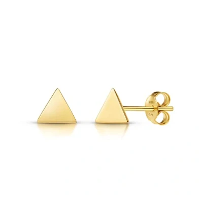Imagen de Amberta Pendientes de Botón Minimalistas para Mujer en Plata Ley 925: Triángulo Chapados Oro