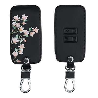 Imagen de kwmobile Funda Compatible con Renault Llave de Coche Smart Key 4 Botones (Solo Keyless Go) Cubierta Cuero sintético Case para Mando y Control Auto Magnolias