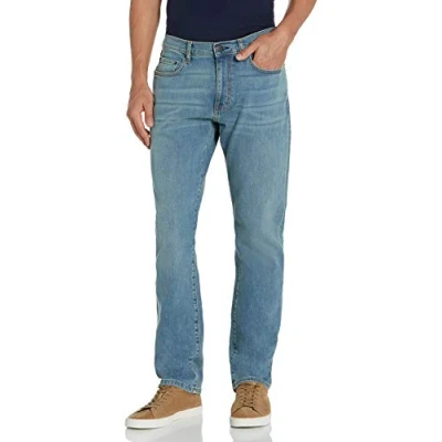Imagen de Amazon Essentials Pantalón Vaquero Elástico de Ajuste Deportivo Hombre, Azul Claro Vintage, 32W / 34L