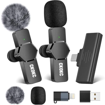 Imagen de micrófono Lavalier inalámbrico para iPhone, cámara Android, mini transmisión en vivo, grabación de vídeo, entrevistas exteriores o interiores, YouTube, TikTok, Vlog