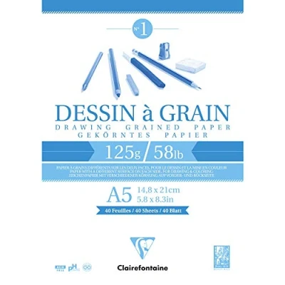 Imagen de Clairefontaine 96686C Bloc de dibujo (40 hojas, 125 g, 14,8 x 21 cm), color blanco