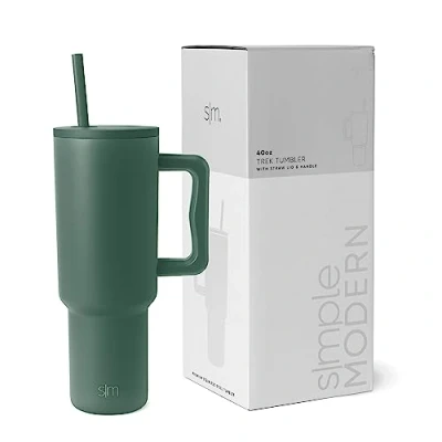 Imagen de Simple Modern Vaso Térmico con Asa y Pajita Botella de Agua Acero Inoxidable Aislado viaje para café helado Trek Colección 1180ml Forest