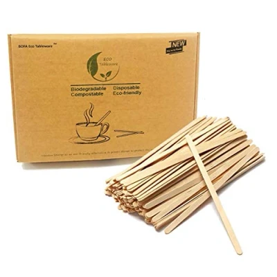 Imagen de 1000 Biodegradables Paletinas de Café Madera, 14 cm Palitos Desechables, Removedores Café, Agitadores y Te, Compostables