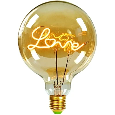 Imagen de TIANFAN Bombillas LED estilo clásico de 4 W, regulables, diseño con la palabra «Love» o «Home», 220/240 V, E27, lámpara mesa