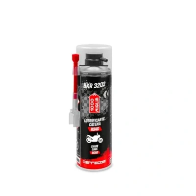 Imagen de ERRECOM 1000 Miglia BKR 3202 Lubricante Cadena Road Moto de carretera, resistente al agua y polvo, chorro preciso sin salpicaduras, incluye Huggie System con extensión 90, Bote Aerosol 500ml