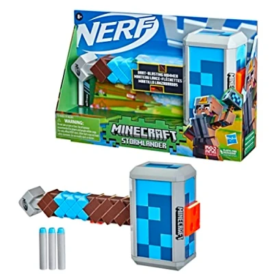 Imagen de Nerf Minecraft Stormlander Martillo lanzadardos Lanza 3 Dardos Incluye Elite Palanca de Recarga