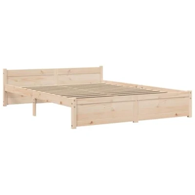 Imagen de vidaXL Estructura de Cama Matrimonial Somier Dormitorio Base Habitación Muebles Mobiliario Hogar Cuarto Descanso Madera Maciza 150x200 cm
