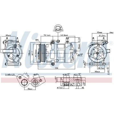 Imagen de NISSENS 890217 Compresor de Aire Acondicionado VS16 12 PAG 46 R 134 a FORD: Transit Custom V362 Furgón, V363 Bus