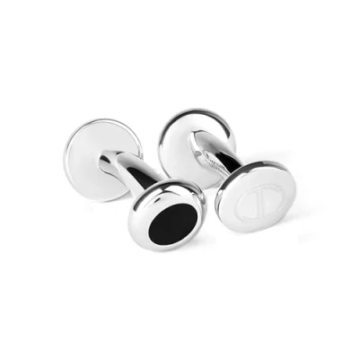 Imagen de DAVIDOFF ESSENTIALS Cufflinks Mini gemelos de plata redondos para hombre camisas fabricados en latón con acabado rodio accesorios bodas y eventos