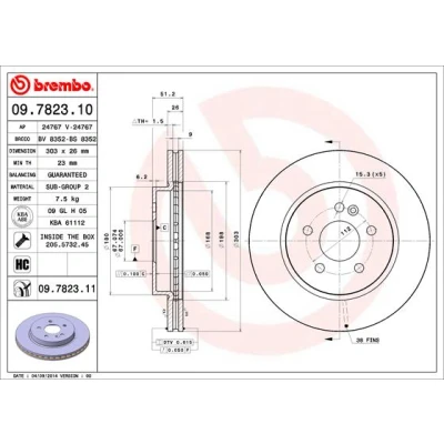 Imagen de BREMBO COATED DISC LINE 09.7823.11 Disco de freno 303 26 5 ventilación interna revestido altamente carbonizado con tornillos MERCEDES BENZ: Clase ML