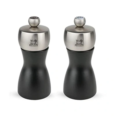 Imagen de Peugeot Duo Fidji Molinillo de Sal y Pimienta (12 cm), Color Negro Mate, Madera, 5 cm