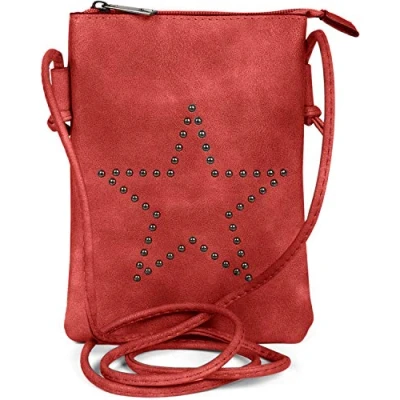 Imagen de styleBREAKER bolso de mano minibolso bandolera con remaches en forma estrella, hombro, mano, bolso, señora 02012235, color:Rojo