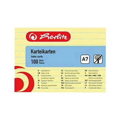 Imagen de Herlitz 1150713 ficha Amarillo 1 pieza(s) Fichas (Amarillo, 100 hojas, pieza(s))