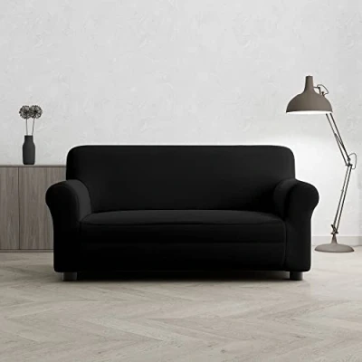 Imagen de Italian Bed Linen PIU Bello Funda de sofá bielástico Extensible, Negro, 2 PLAZAS