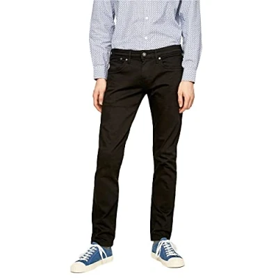 Imagen de Pepe Jeans Hatch Vaqueros para Hombre Slim Fit Tiro Medio Negro, 40W / 34L