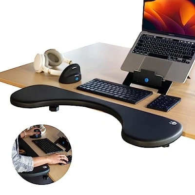 Imagen de R Go Tools RGOARMC Reposabrazos ergonómico Negro Se Adapta a Cualquier Escritorio