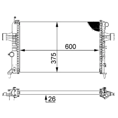 Imagen de MAHLE ORIGINAL CR 227 000S Radiador, refrigeración del motor para vehículos con/sin climatización 600 375 26 Aletas unidas mecánicamente